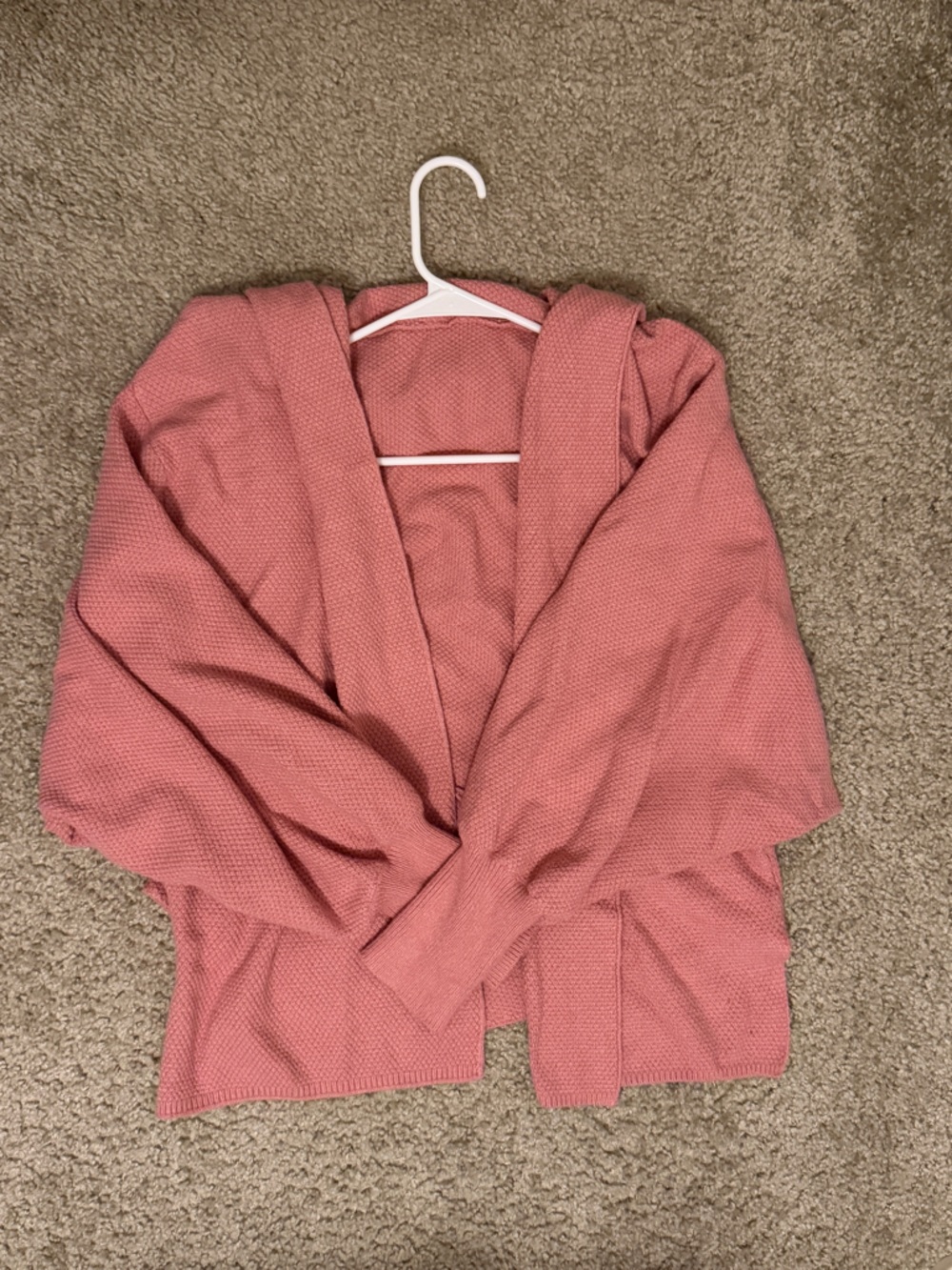 Cozy Open-Front Pink Knit Cardigan